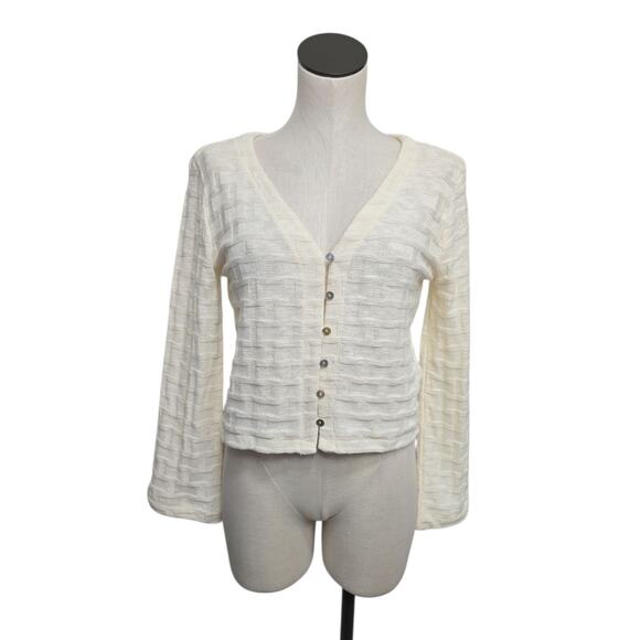 NWT Madewell Basket-Weave Long-Sleeve‎ Sweater Tee Size Small NU769 Cream - Picture 1 of 9